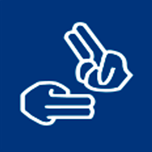 Zeinuzko bideoen zeinu-hizkuntza bi eskuekin interpretatzen duen piktograma.